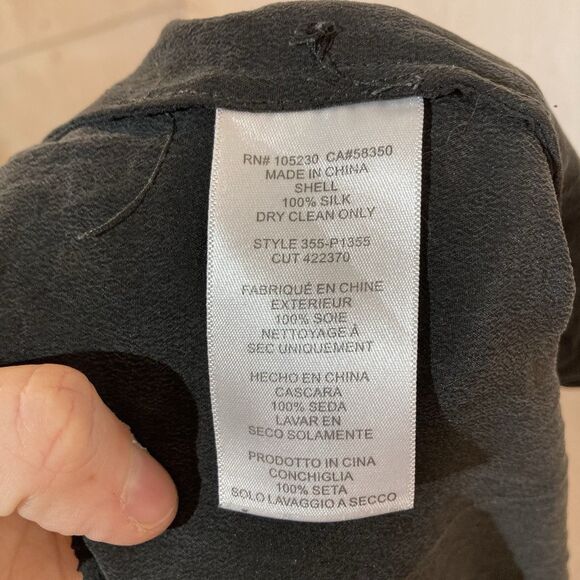 Joie 100% Silk High Rise Wide Leg Black Crop Pants Womens Sz S Elastic Waist - Picture 6 of 6